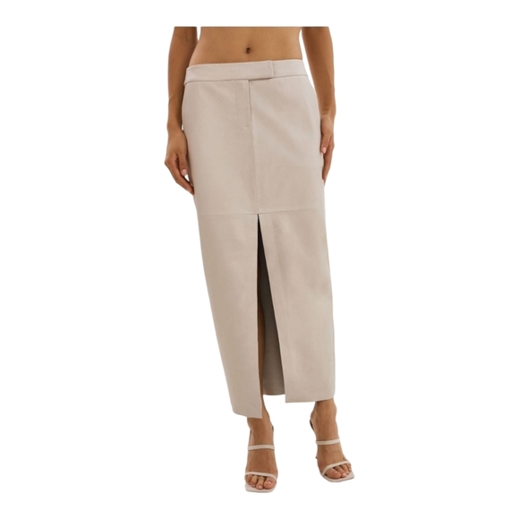 LaMarque Abia Low Waist Leather Maxi Skirt Bone Size Small NWT $545 - Picture 1 of 14